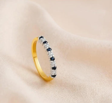 Ladies 9Ct Yellow And White Gold Claw Set Sapphire And Diamond Ring