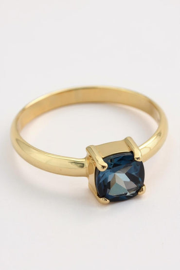 9Ct Yellow Gold Single London Blue Topaz Set In A Claw Setting