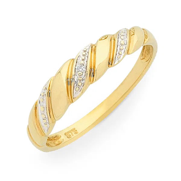 Ladies 9Ct Yellow Gold Diamond Band Ring