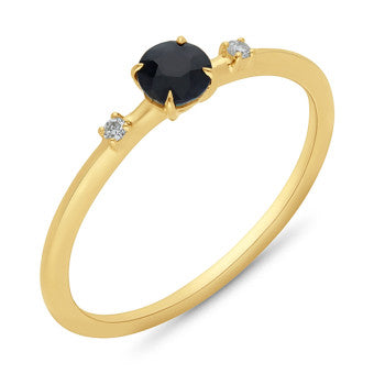 Ladies 9ct yellow gold sapphire and diamond ring