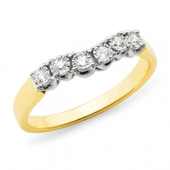 9ct Ladies yellow and white gold diamond band