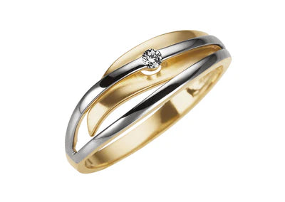 9 carat yellow and white gold with full cut diamonds 0.04ct hsi round