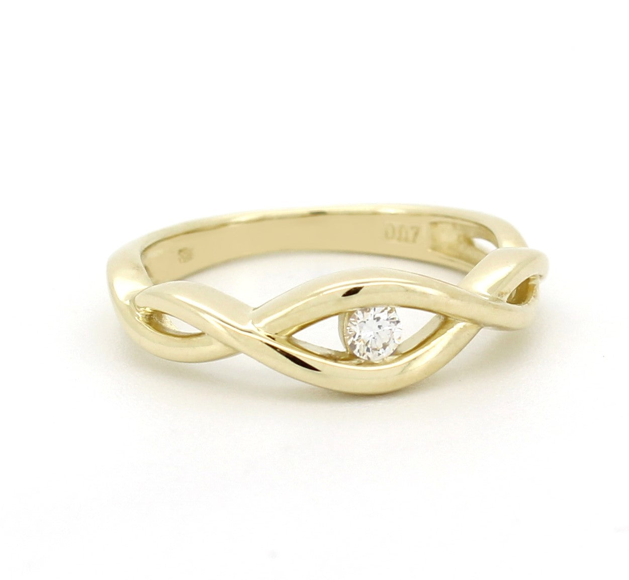 Ring 9Ct Yellow Gold With Full Cut Diamond 0.07Ct Hsi Round