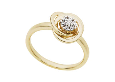 Ring 9Ct Yellow Gold With Full Cut Diamond 0.11Ct H/Si Round