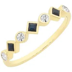 9Ct Yellow Gold Natural Sapphire & Diamond Ring