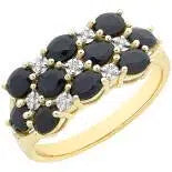 A "9ct yellow gold cluster of sapphire and diamond ring" is a classic and visually striking piece of jewellery.