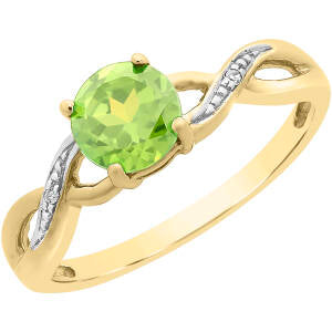 9Ct Yellow Gold Peridot And Diamond Ring