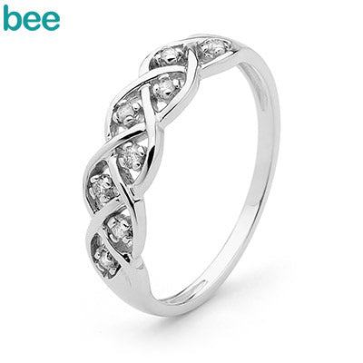 9Ct White Gold Diamond Dreamweaver Ring size P