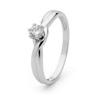 9ct white gold rhodium plated 20pt diamond ring size (p)