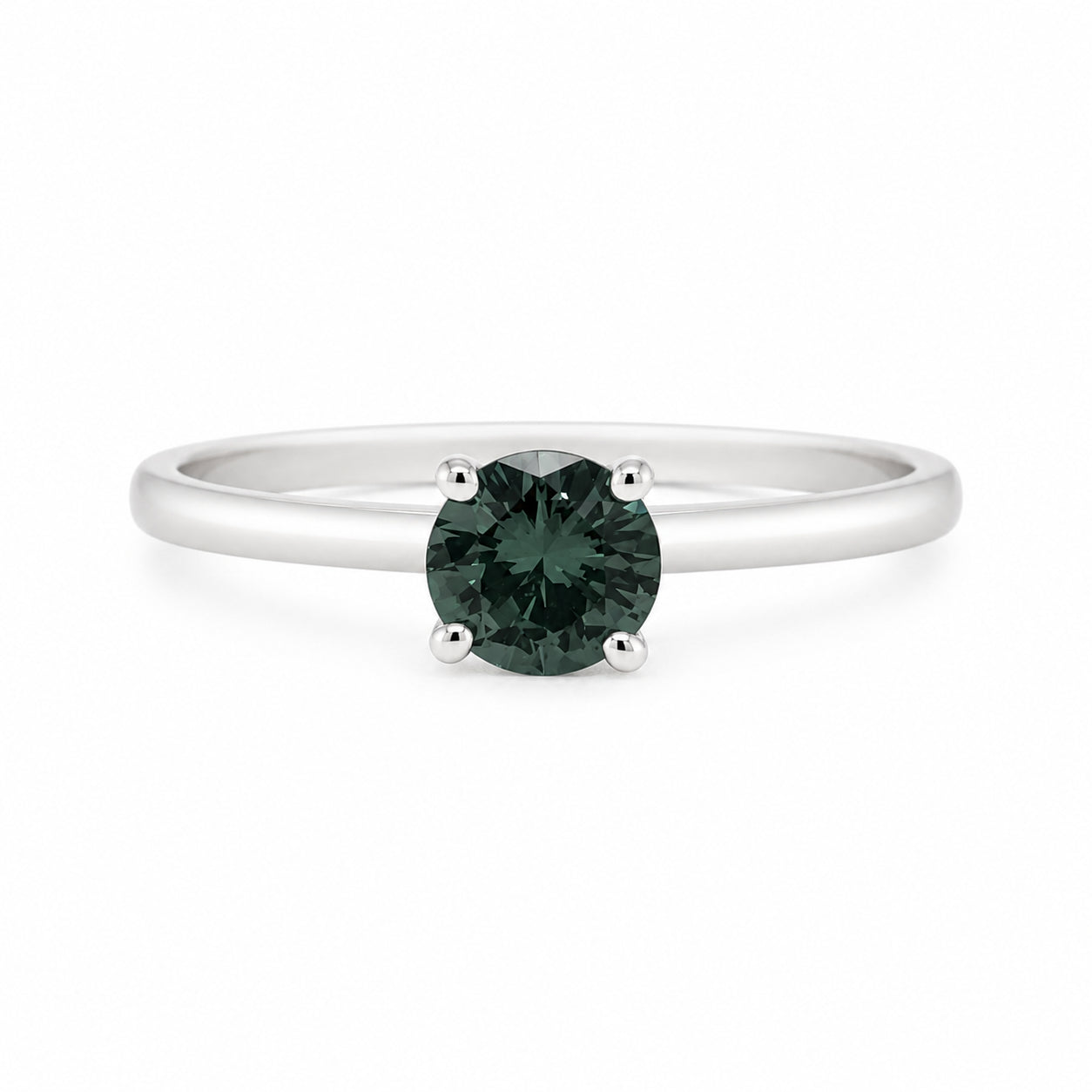 9Ct White Gold Single Stone Teal/Sapp 0.53Pt Ring