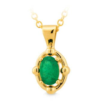 9Ct Yellow Gold Pendant With Emerald Gemstone