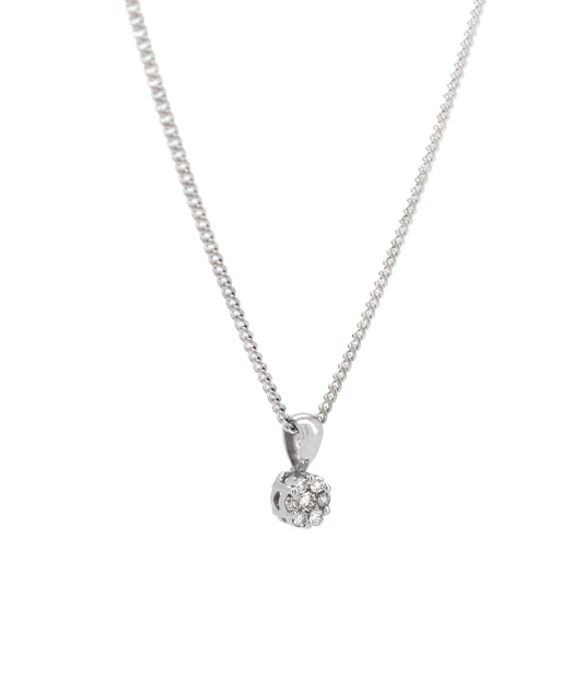 9Ct White Gold Round Diamond Cluster Pendant =0.25 Jki1-2