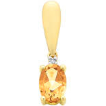 9Ct Yellow Gold Oval Citrine And Diamond Pendant