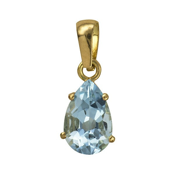 9Ct Natural Blue Topaz Teardrop Pendant