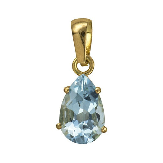 9Ct Natural Blue Topaz Teardrop Pendant