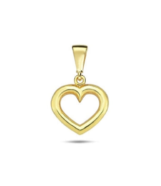 9Ct Yellow Gold Open Plain Heart Pendant