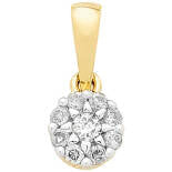 Ladies 9Ct Yellow And White Gold Cluster Pendant