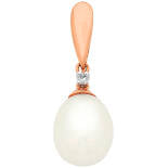 9Ct Rose Gold Diamond & Freshwater Pearl Pendant