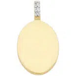 Ladies9ct Yellow Gold Engravabel Disc With Elegant Diamond Encrusted Bale