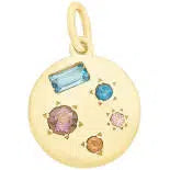 9Ct Yellow Gold Blue Topaz Amethyst Pink Tourmaline & Created Pink Sapphire Pendant