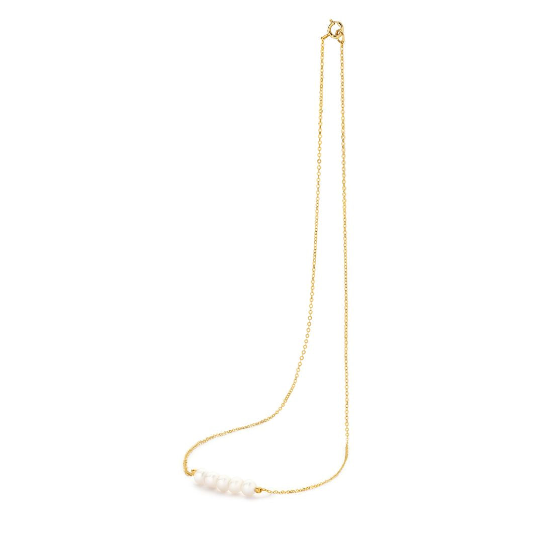 14Ct Yellow Gold Chain With 4Mm Freshwater Pearl Neckace 45 Cm Long With Extenion Of 3Cm