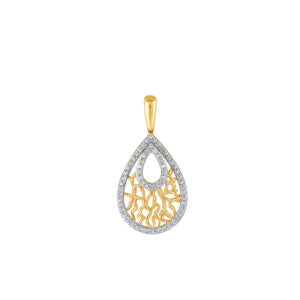 9Ct Yellow Gold Pendant Total Diamond Weight 015 Ct With Rhodium Around Edges