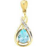 9Ct Yellow Gold Diamond & Blue Topaz Pendant