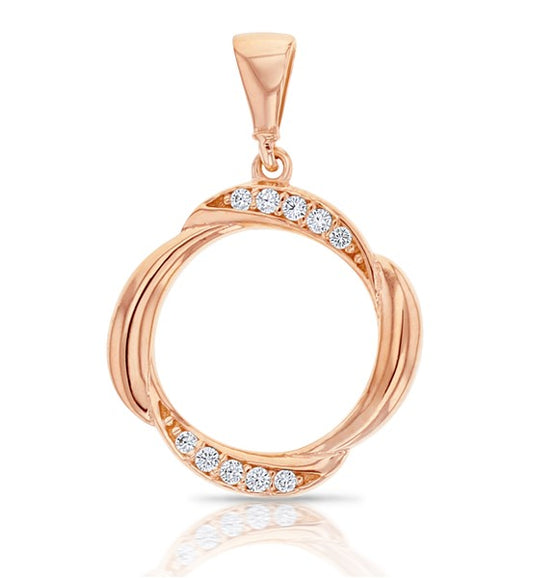 9Ct Rose Gold Cubic zirconia Cross Over Circle Pendant
