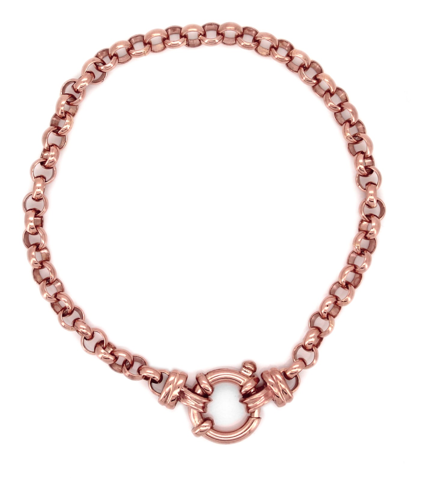 9Ct Rose Gold Belcher Bracelet With Bold Ring 11.2 grams