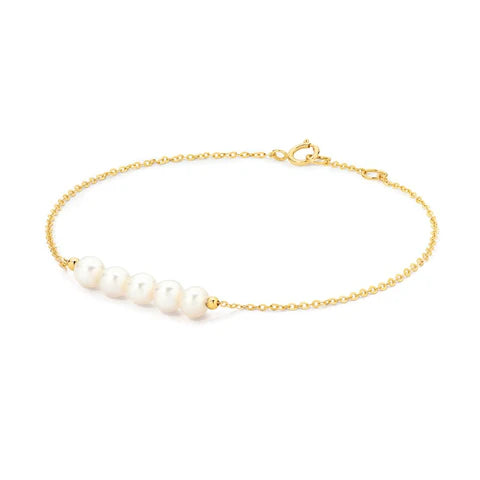 14Ct Yellow Gold 4mm Fwp Bracelet 18Cm +Ext. 3Cm