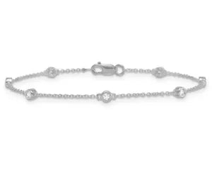 9K White Gold 0.15Ct F Vs Lab Grown Diamonds Station Bracelet 18Cm