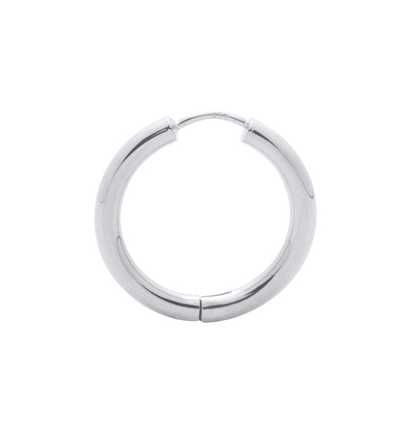 9Ct White Gold Plain Huggie Earring Tube=2.5Mm Inside Diameter =15Mm