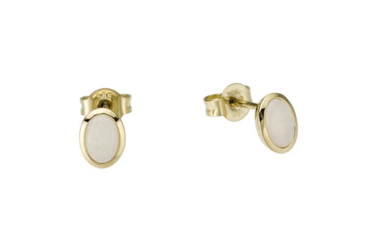 Earrings 9 carat yellow gold opaloval 6x4mm