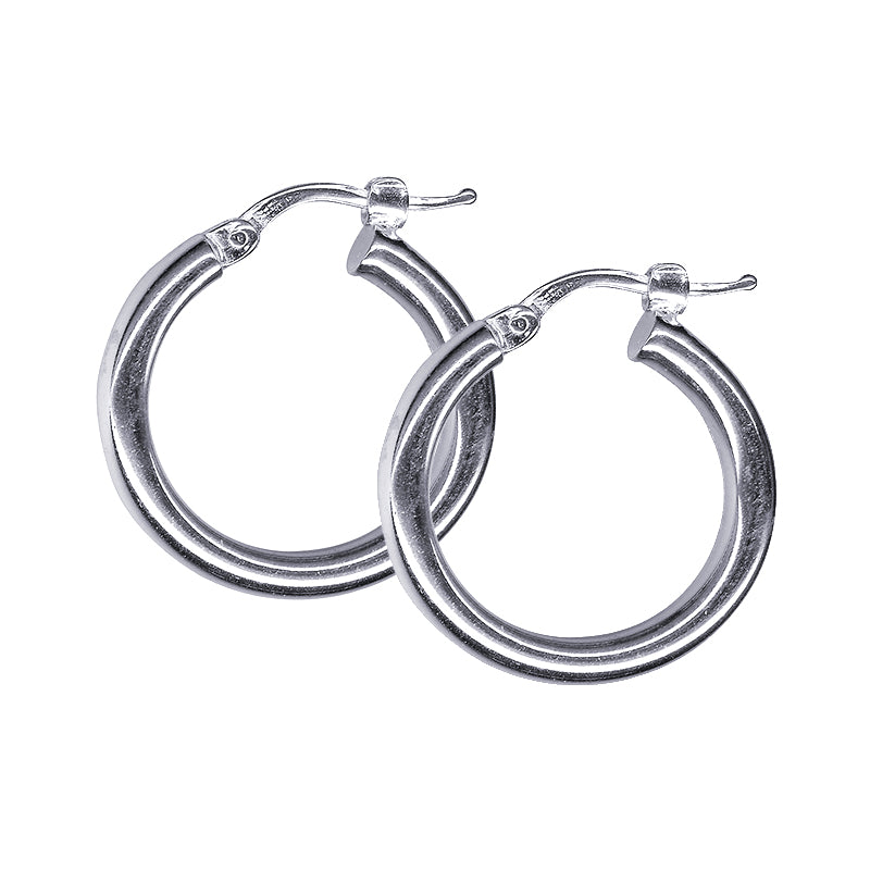Ladies 9Ct Plain White Gold Hoops