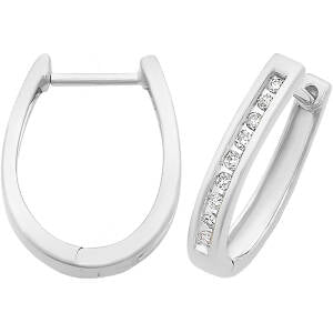 9Ct White Gold Channel Set 0.10Ct Diamond Huggie Earring