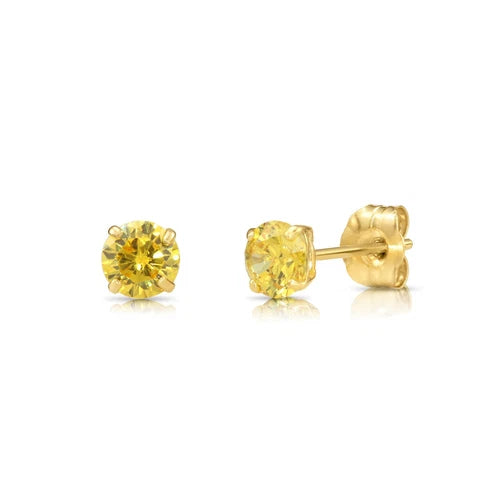 9Ct Yellow Gold Citrine Claw Studs