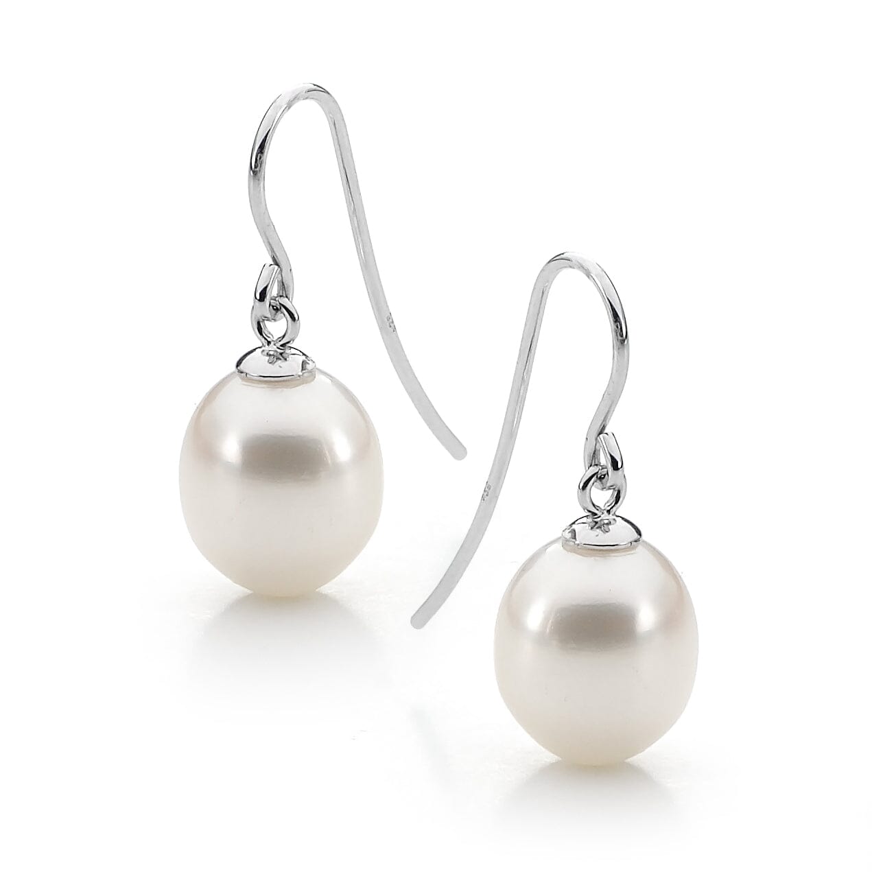 Juliane White Drop Earrings - 9Ct Wg White 9.5-10.5Mm Drop Fwp Earrings