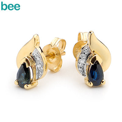 Sapphire and Diamond Petal Studs