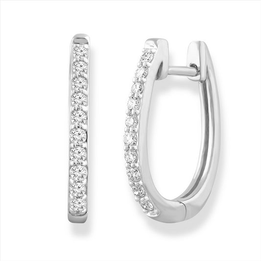 9K White Gold Huggie Earrings Featuring 0.25 Carats Of Hi I1 Diamonds