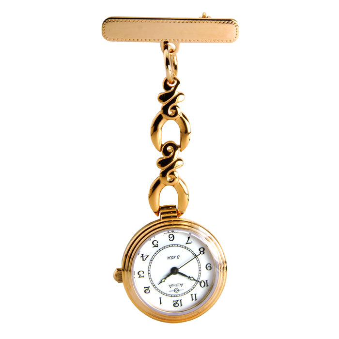 Adina Water Resistant Rose Gold ion plated White Full Figure nurses watch 30m water resistant