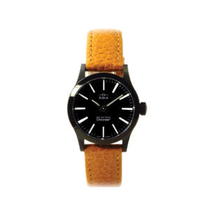 Ladies Stainless Steel Black Case 100M Water Resistant Tan Leather Band