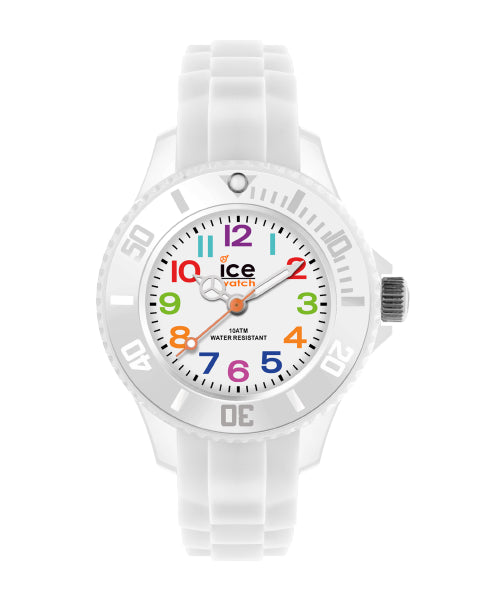 Ice Collection White Case 28Mm White Dial With Colourful Numbersand White Stap 100M Water Resistant