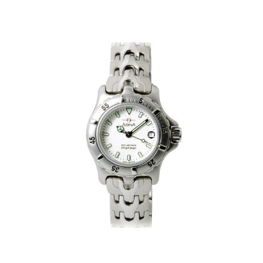 Adina Stainless Steel Ladies 200M Divers White Index Bracelet