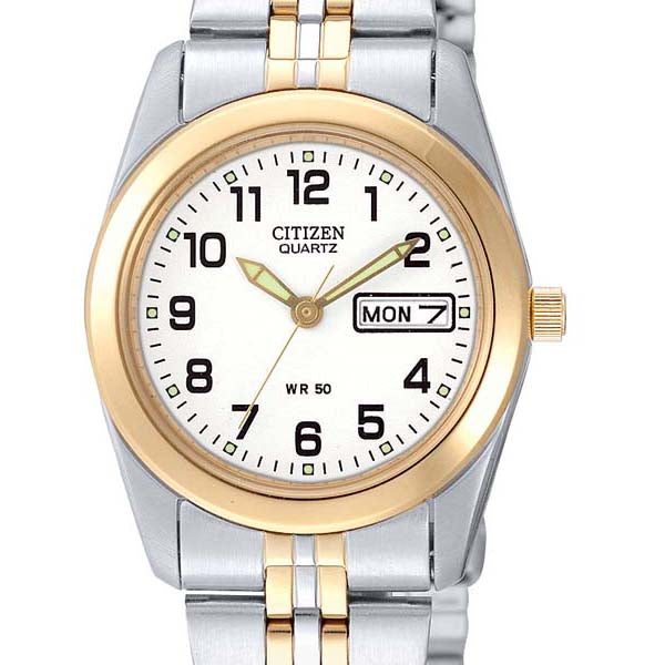 Citizen Ladies 2 Tone Watch White Face Arabic Numbers Day Date Wr Up To 50M