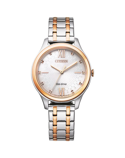 Citizen ladies eco drive eco drive stainless steel 2 tone roman numeral watch 50m