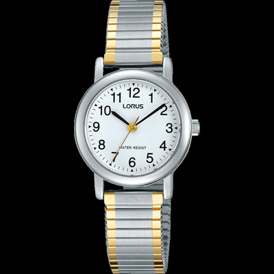 Ladies 2 Tone Full Figure Stainless Steel Expand Band