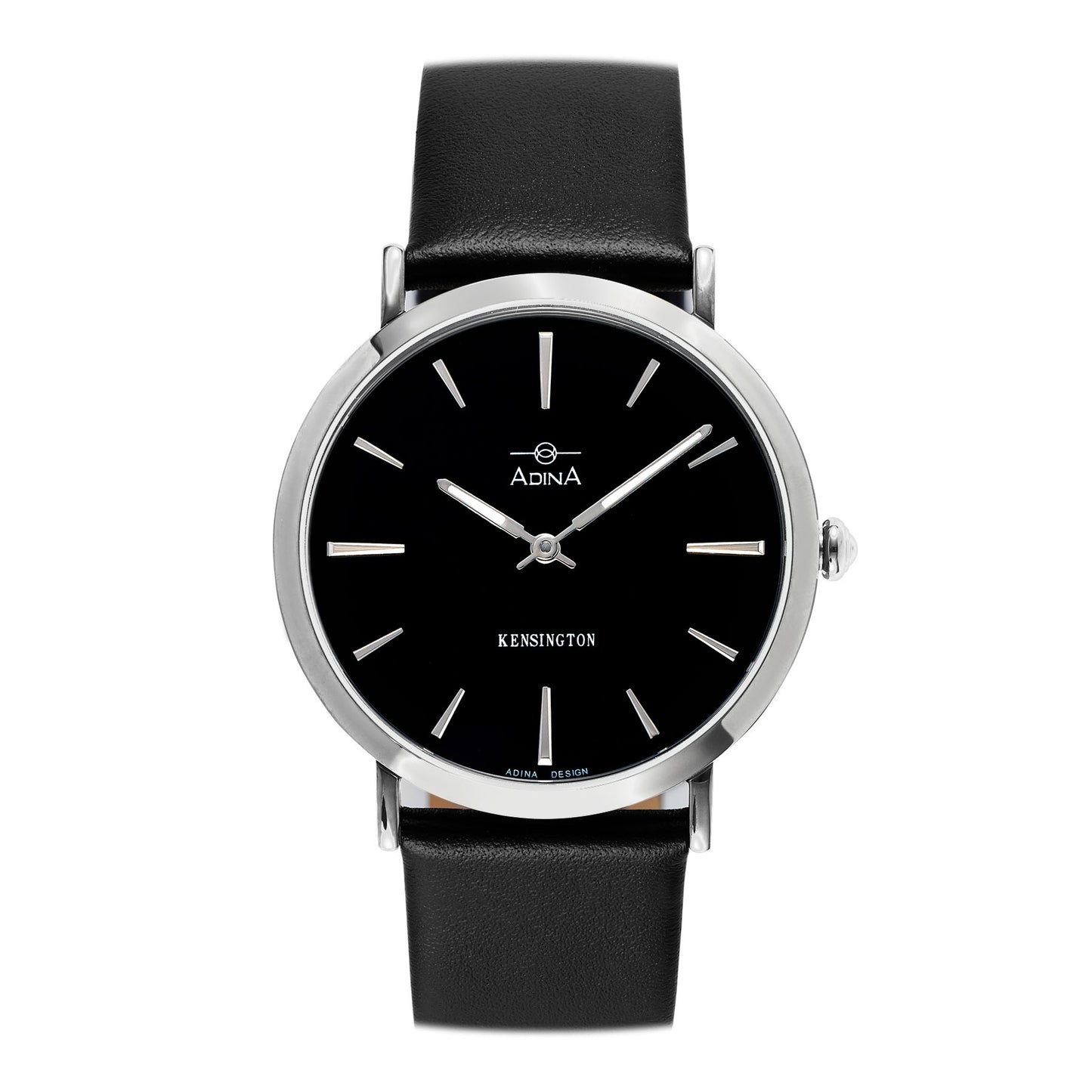 Adina Kensington Stainless Steel Black Face With Sapphire Glass And Black Band