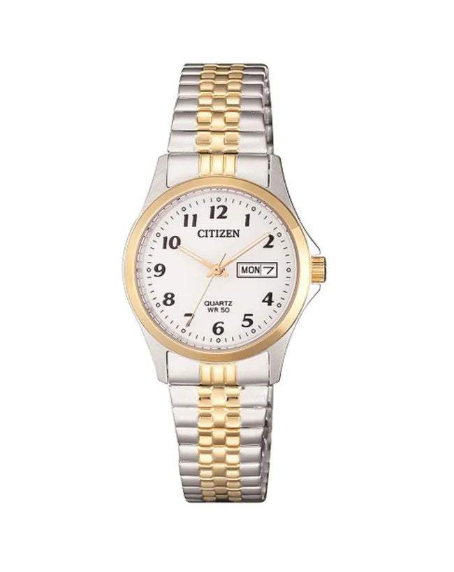 Ladies 2 Tone Quartz Stainless Steel 14M Expander Watch With 5 Year Warranty