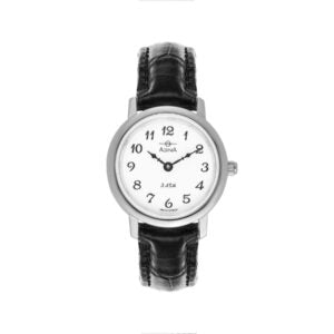 Ladies 100M Stainless Steel White Face Black Number Watch