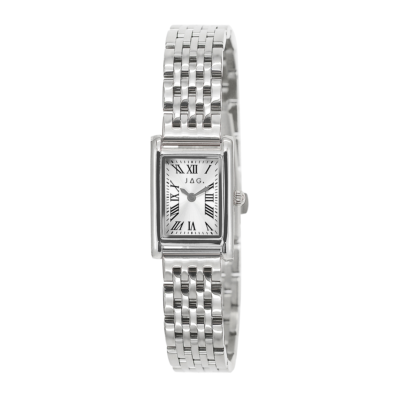 Stainless Steel Ladies Rectangle White Face Ladies Watch